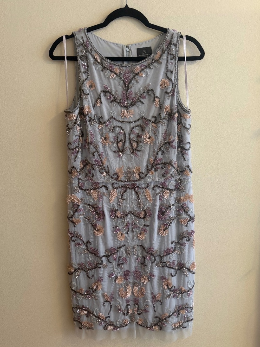 Adrianna Papell Sequin and Beaded Midi Dress